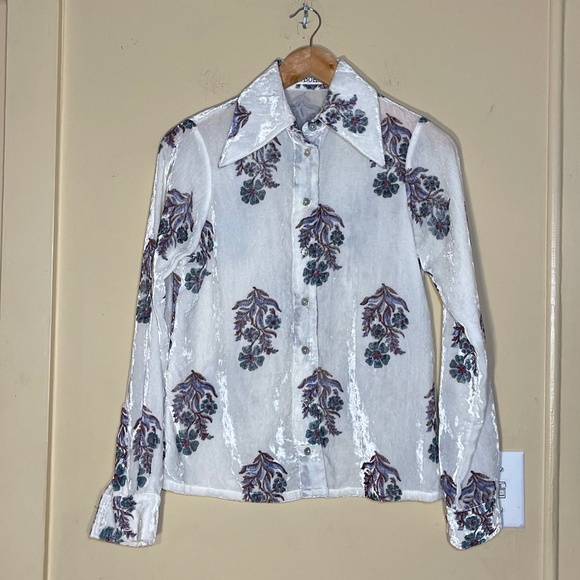 Alix Of Bohemia Tops - Alix Of Bohemia White Floral Blouse